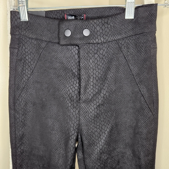 Dear John NWT 27 high waist black snake reptile print skinny zipper ankle pant - Picture 2 of 5